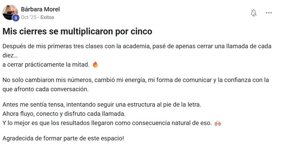 Testimonio de Bárbara Morel — Mis cierres se multiplicaron por cinco