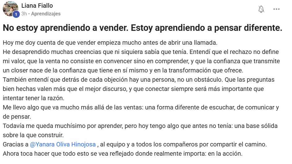 Testimonio de Liana Fiallo — Pensar diferente